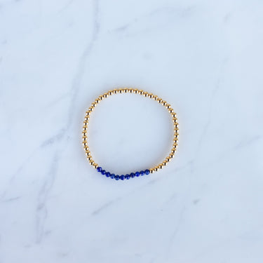 3mm Yellow Gold Filled & Blue Lapis Beaded Bracelet
