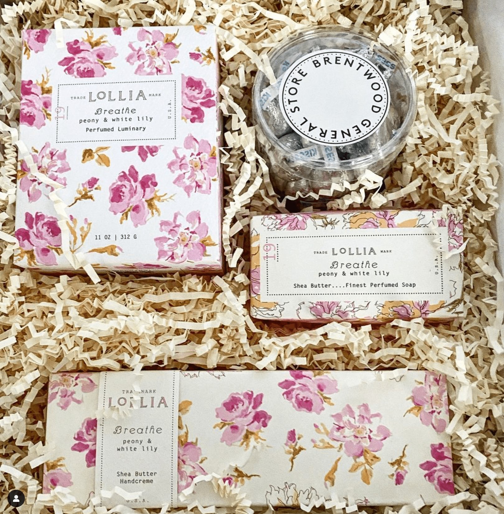lollia peony & white lily Lollia Breathe Gift Basket – Brentwood General Store