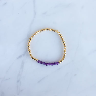 4mm Yellow Gold Filled & Purple Amethyst Beaded Bracelet