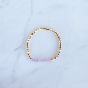 4mm Yellow Gold Filled & Pink Quartz Beaded Bracelet