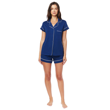 Marine Blue Pima Knit Cotton Pajama Short Set